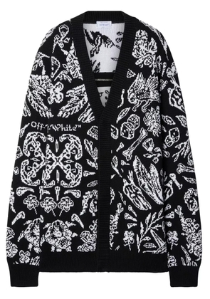 Off-White patterned intarsia-knit cotton-blend cardigan - Black