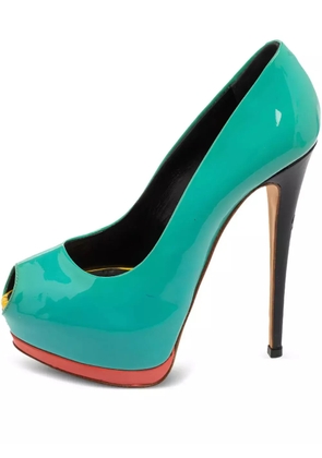 Giuseppe Zanotti Vintage 2023 pre-owned patent leather peep-toe pumps - Green