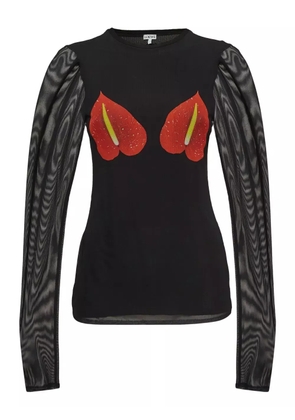 Loewe Pre-Owned anthurium-print long-sleeve top - Black