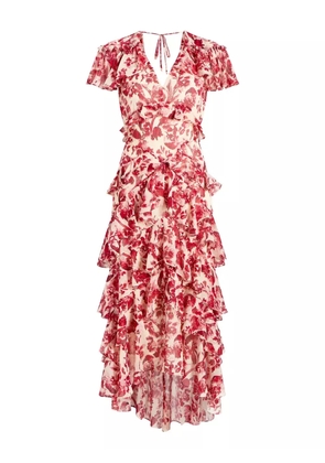 Cinq A Sept floral ruffled midi dress - Red