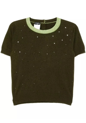 CHANEL Pre-Owned 1996 short sleeve sweater knit top - Green
