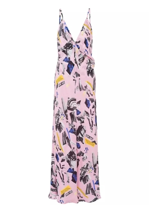 MOSCHINO JEANS newspaper clippings-print maxi dress - Pink