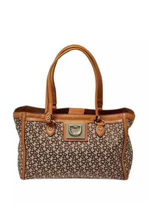 DKNY Vintage Pre-owned monogram leather tote bag - Neutrals
