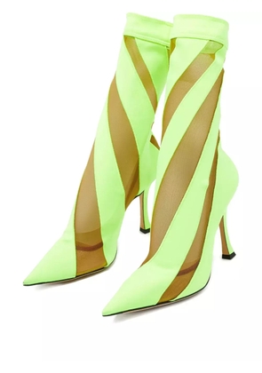 Jimmy Choo Pre-Owned x Mugler 110mm mesh panel point toe boots - Green
