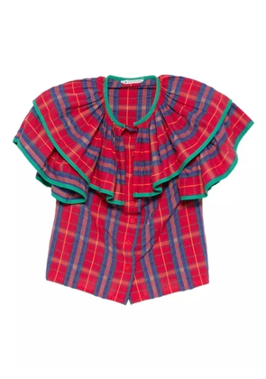 Lanvin Pre-Owned 1980s ruffled checked shirt - Red