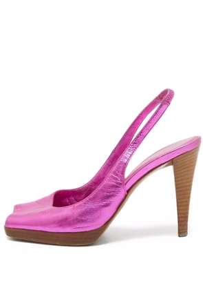 Sergio Rossi Vintage 100mm patent-leather slingback pumps - Pink