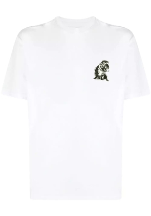 Emporio Armani French Bulldog-embroidered T-shirt - White