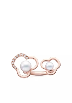 TASAKI 18K rose gold Chants signature akoya pearl and diamonds ring - Pink