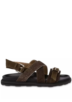 Moschino buckled suede sandals - Brown