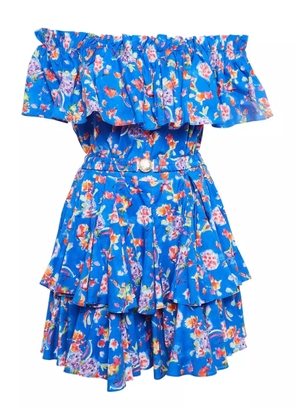 Caroline Constas floral ruffled mini dress - Blue