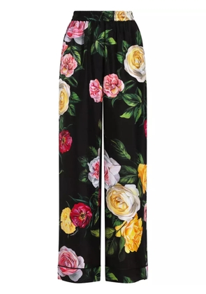 Dolce & Gabbana rose-print trousers - Black