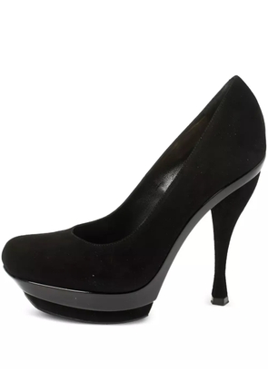 Saint Laurent Pre-Owned Arya suede platform pumps - Black