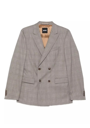 BOSS double-breasted checked suit - Neutrals