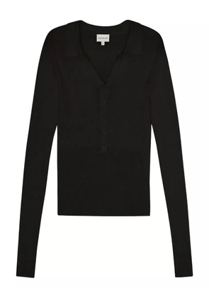 HERSKIND Finn ribbed polo neck blouse - Black