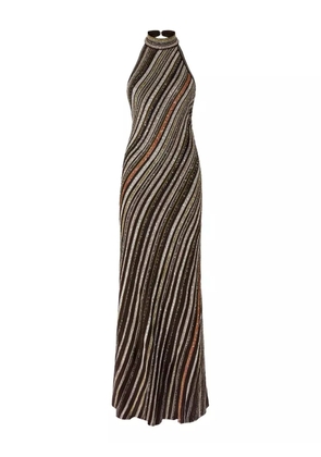 Missoni halterneck striped maxi dress - Brown