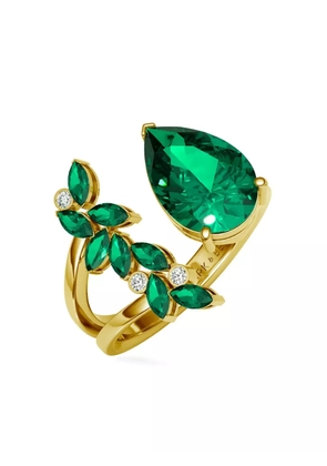 Lark & Berry 18K yellow gold Open Petal and Raindrop Cocktail multi-stone ring