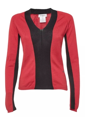 Givenchy Pre-Owned panelled V-neck sweater - Red