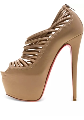 Christian Louboutin Pre-Owned 135 mm Zoulou platform peep-toe sandals - Neutrals