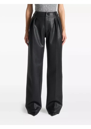 Manière De Voir pebbled leather pleated trousers - Black