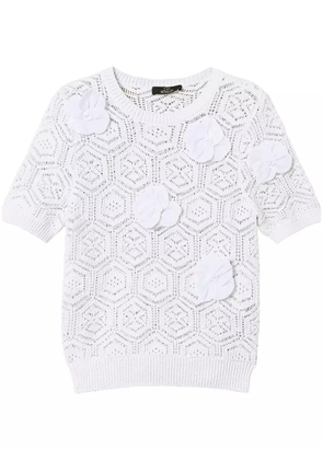 TWINSET organza-flowers knitted top - White
