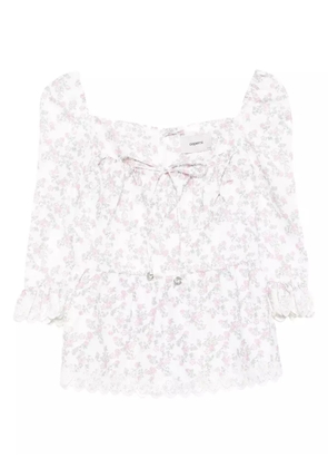 Coperni floral-print ruffled top - White