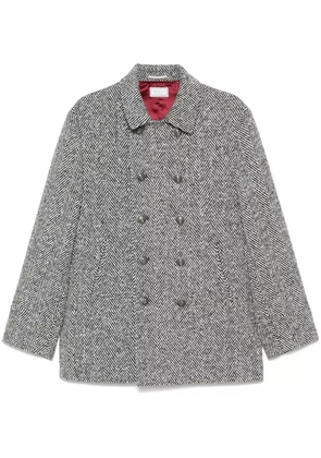 Brunello Cucinelli chevron virgin wool peacoat - Black