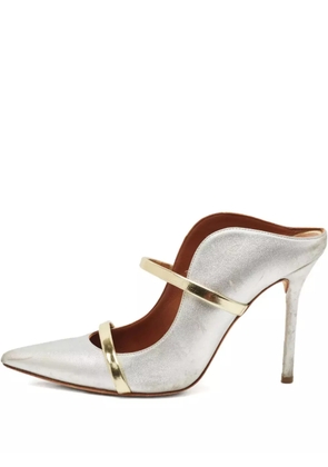 Malone Souliers pre-owned 85mm metallic leather mules - Silver