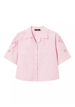 TWINSET floral-embroidered short-sleeve shirt - Pink