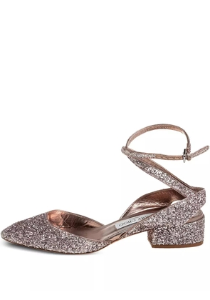 Jimmy Choo Pre-Owned 35mm glitter pointed-toe sandals - Silver