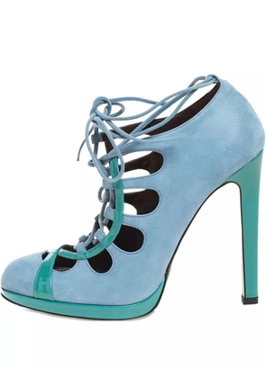 Roberto Cavalli Vintage 125mm patent leather lace-up pumps - Blue