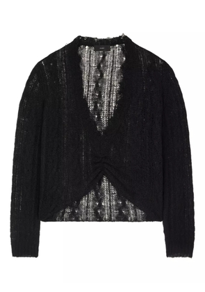 Alanui V-neck frayed-edge sweater - Black