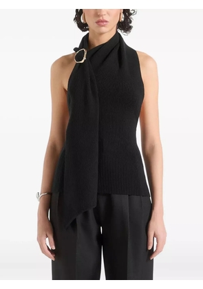 Manière De Voir Elodie draped halterneck knitted top - Black