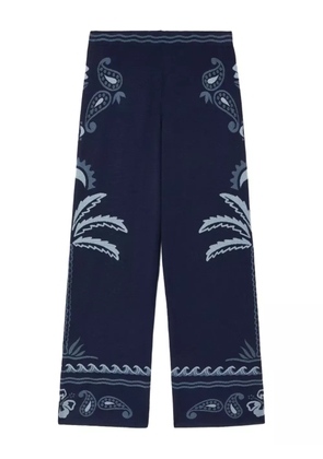 Alanui Glimpse of Eden palm-tree paisley trousers - Blue