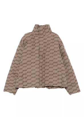 Balenciaga logo-pattern quilted padded jacket - Brown
