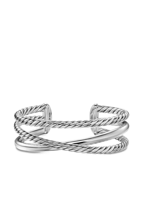 David Yurman sterling silver Bold Crossover Three Row cuff bracelet