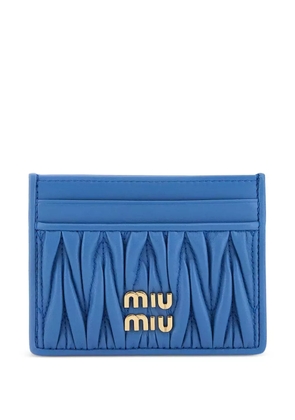 Miu Miu matelassé-motif leather card holder - Blue