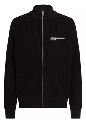 Karl Lagerfeld Jeans logo-embroidered cardigan - Black