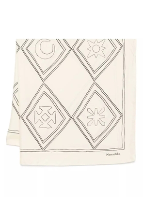 Nanushka symbol argyle silk scarf - Neutrals