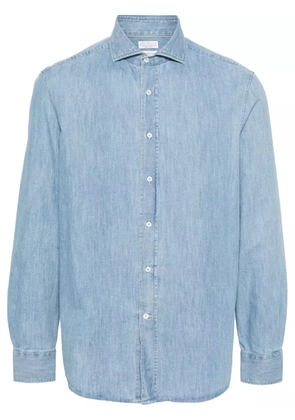 Brunello Cucinelli spread-collar denim shirt - Blue