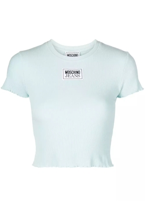 MOSCHINO JEANS logo-appliqué cropped T-shirt - Blue