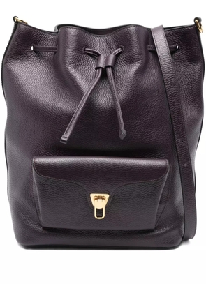 Coccinelle large Beat Generation drawstring leather bucket bag - Purple