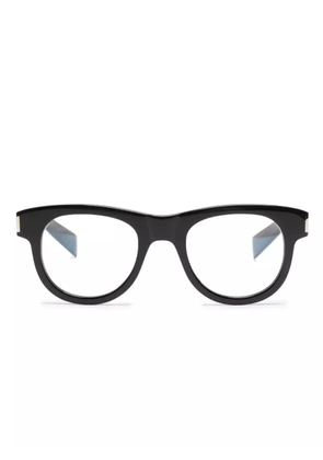 Saint Laurent Eyewear logo-engraved round-frame glasses - Black
