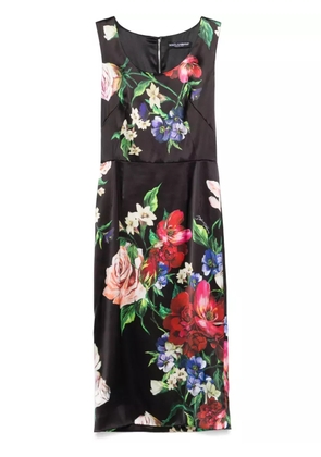 Dolce & Gabbana floral-print satin midi dress - Black