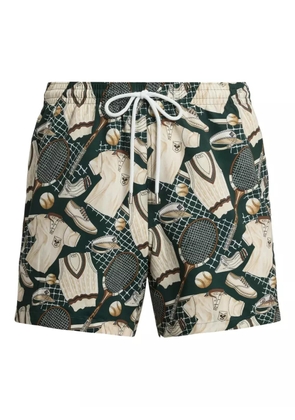 Ralph Lauren Purple Label tennis-print drawstring swim shorts - Green