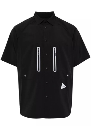 and Wander logo-print panelled shirt - Black