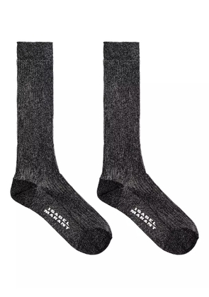 ISABEL MARANT Loula glitter ribbed socks - Black