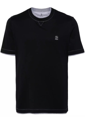 Brunello Cucinelli logo-embroidered T-shirt - Blue