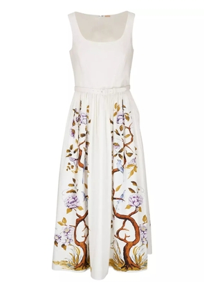 Adam Lippes Tree of Life-print cotton poplin midi dress - White