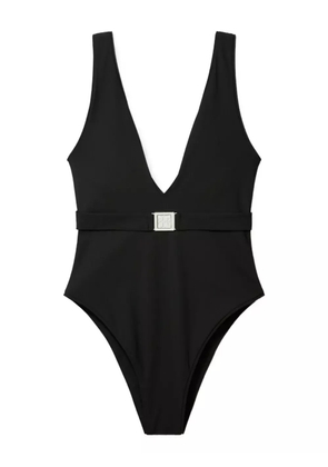 Tory Burch V-neck belted swimsuit - Black