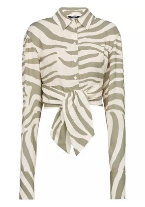 Balmain animal-print tie-waist shirt - Neutrals